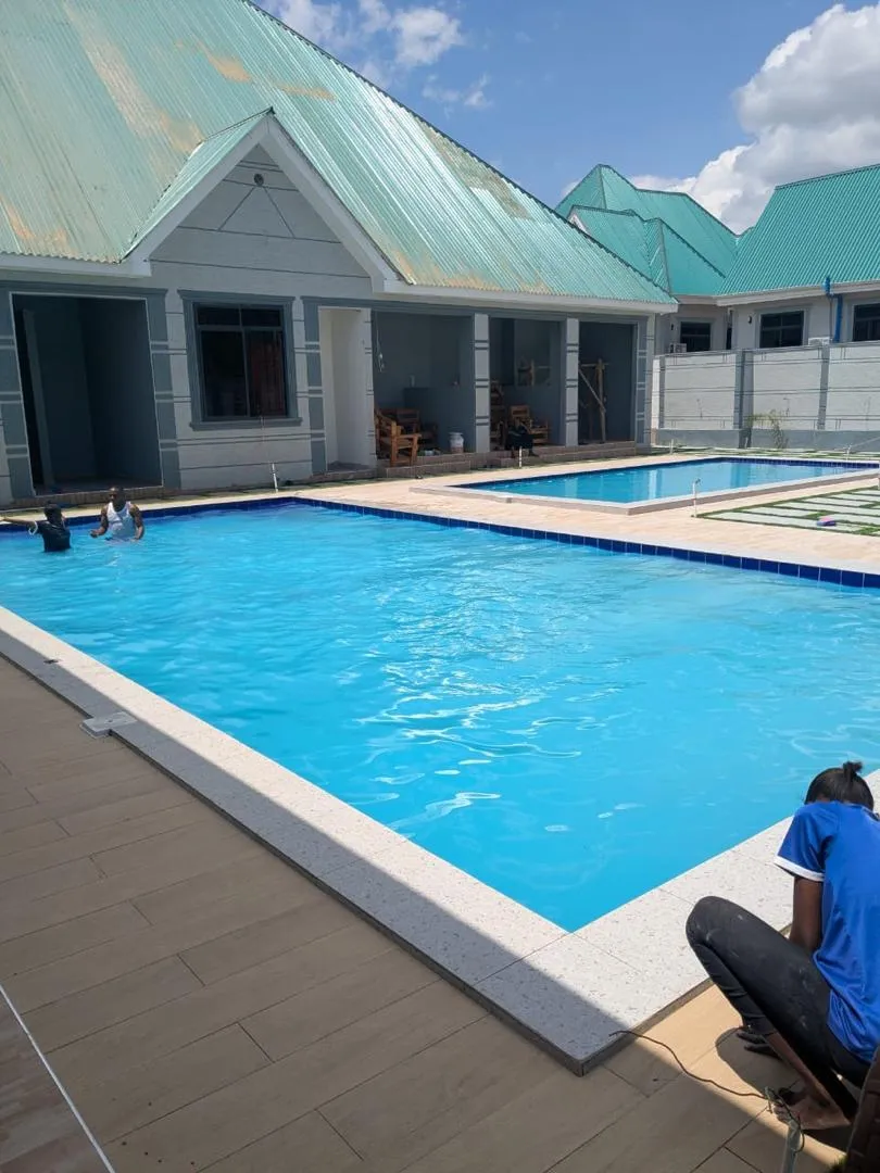 Completed swimming pools at a lodge in Chalinze