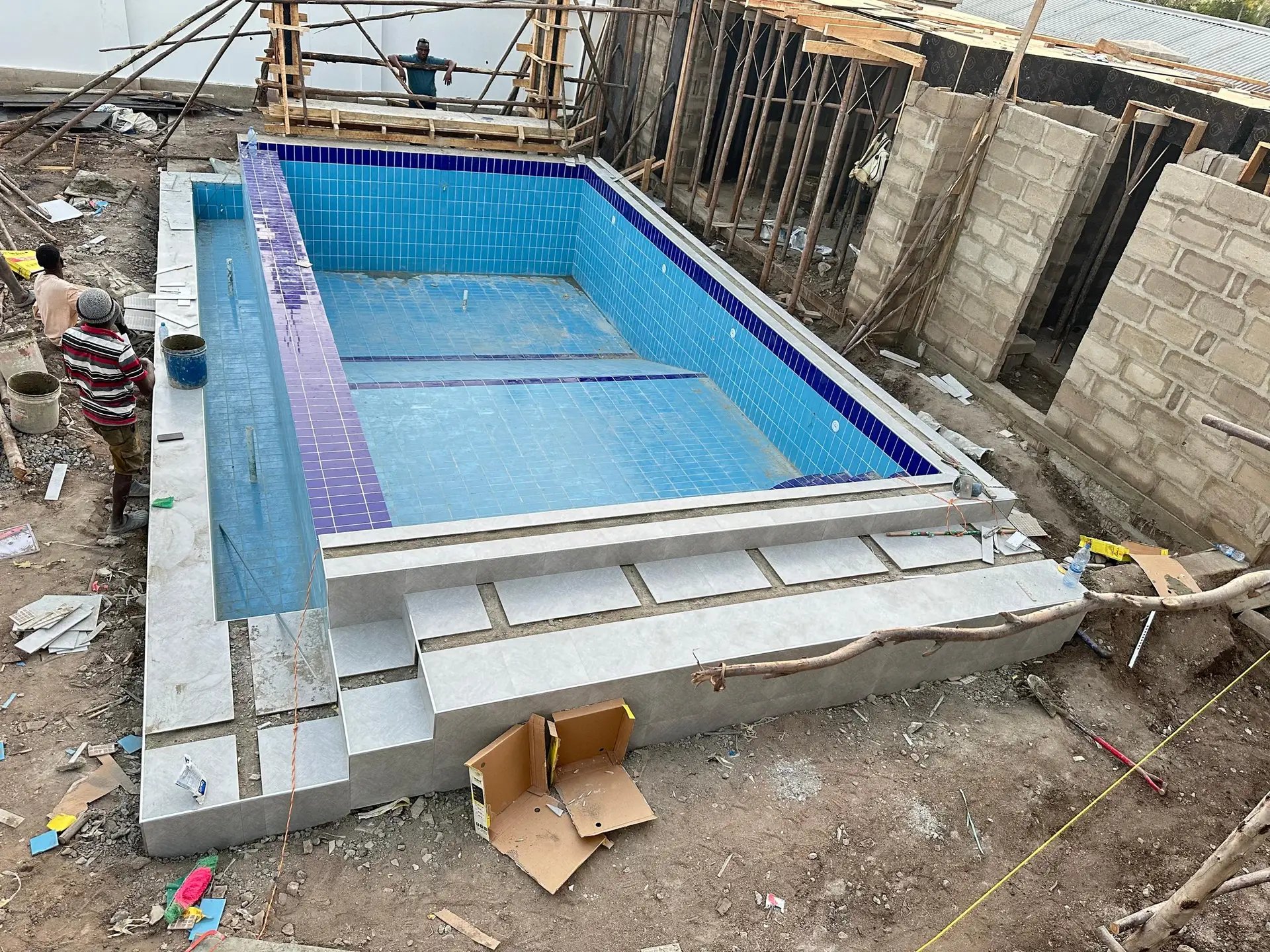 Pool with a lap section at tiling stage in Musoma